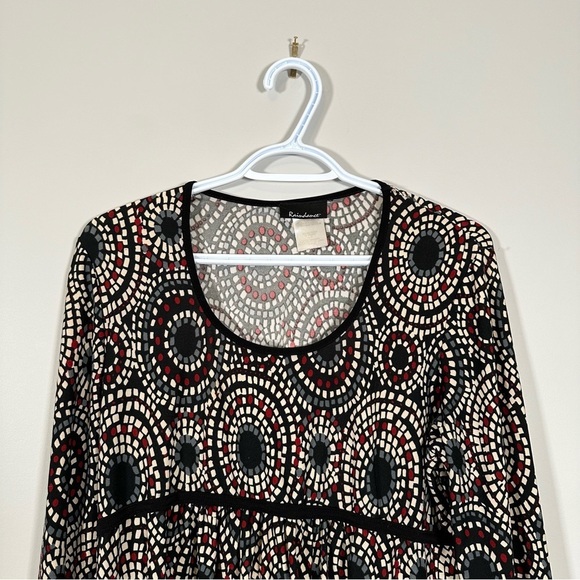 45. Raindance Cream Black Red Grey Print 3/4 Sleeve Size Large - Picture 11 of 13